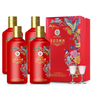 59.多彩贵州 彩凤欢啼,商城价358.00,多彩贵州酒 彩凤欢啼(红) 茅台镇 53度酱香型高度白酒 整箱送礼 整箱4瓶装 53度