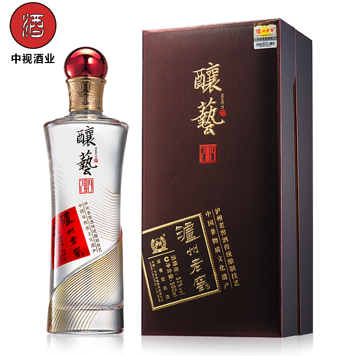 496.泸州老窖 酿艺 2019版 ,商城价648.00,【泸州老窖名酒 酿艺系列】浓香型白酒52度高度高粱酒 单瓶整箱礼盒商务宴请送礼用酒 【2019版】500ml单瓶礼盒装